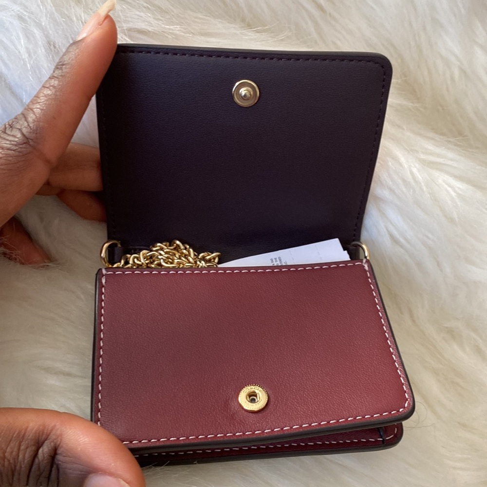 Coach Mini Wallet on a chain in printed canvas with houndstooth print - Picture 5 of 9